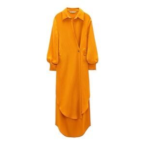 🧡ZARA Tangerine Wrap Tunic Dress Size S New🧡